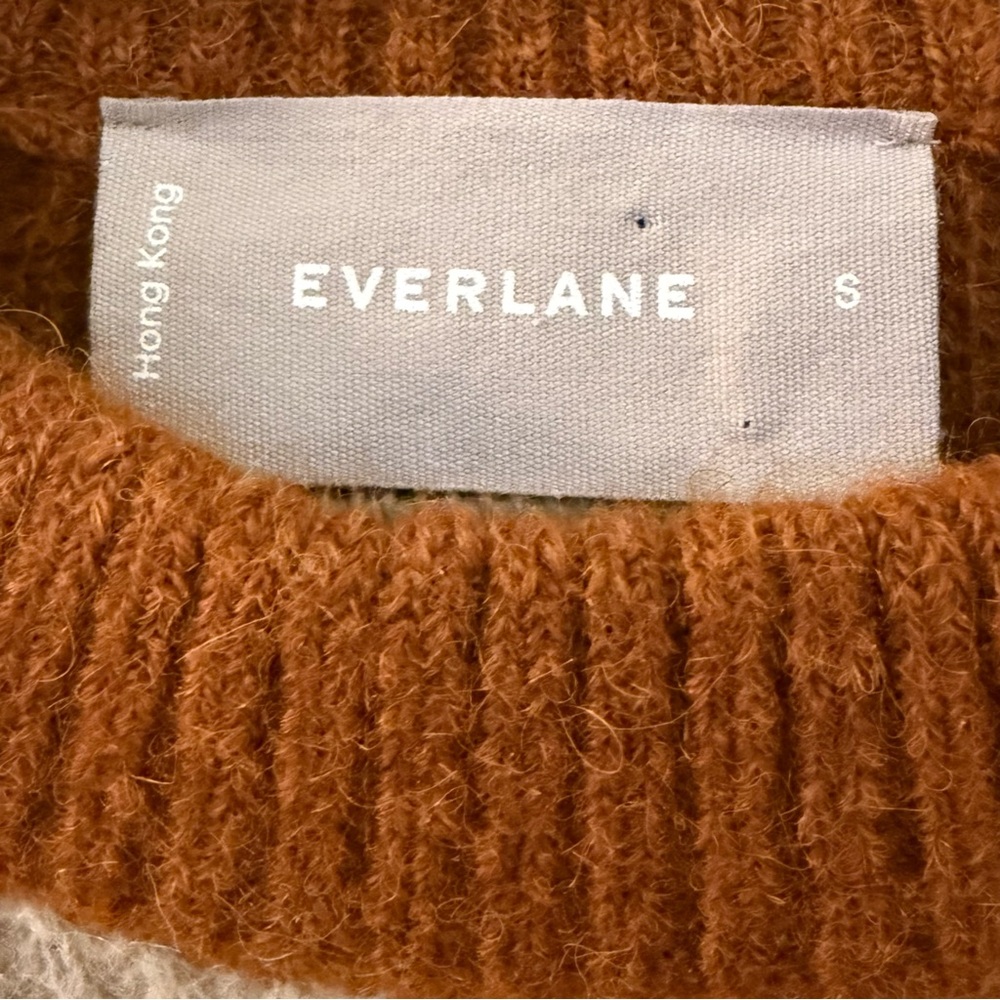 Everlane Oversized Alpaca Wool Sweater Size Small  Brown & Cream Rugby Stripes - Picture 4 of 7